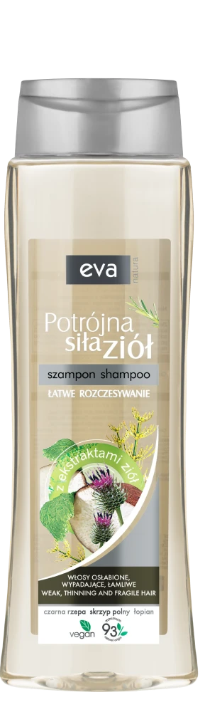 EVA NATURA POTRÓJNA SIŁA ZIÓŁ Szampon - czarna rzepa, skrzyp polny, łopian